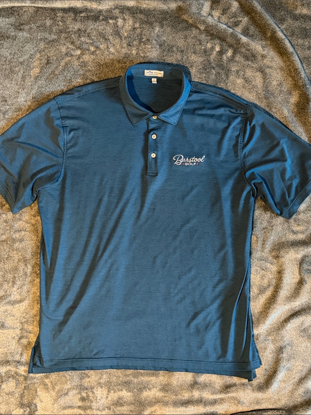 Peter Millar Teal Performance Polo with Barstool Golf Embroidery